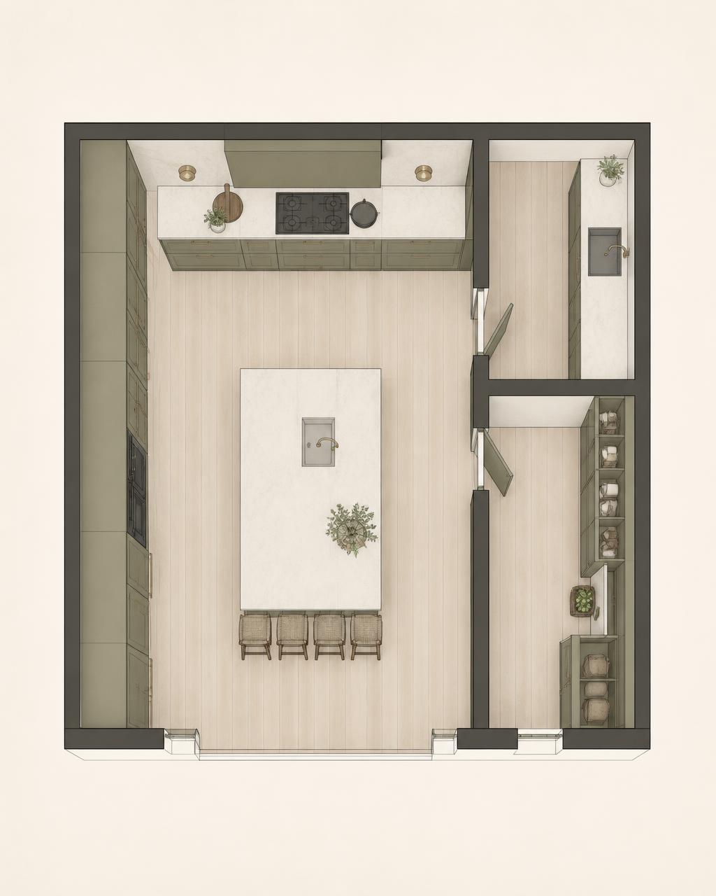 Sample top-down kitchen layout to be replaced for this project