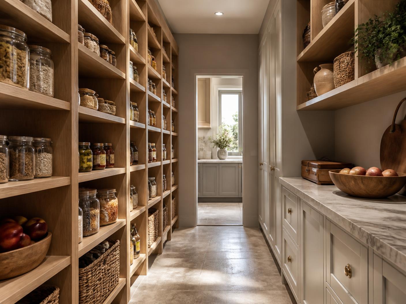 Sample pantry — open shelving